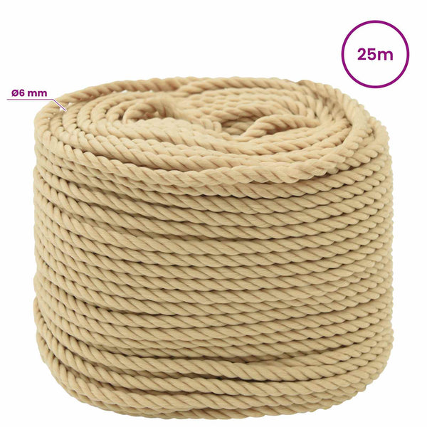 Monikäyttöinen köysi 6 mm 25 m Luonnollinen PP