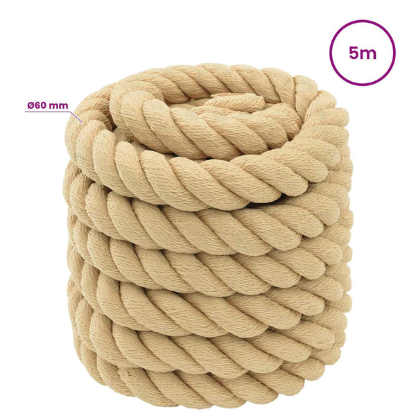 Monikäyttöinen köysi 60 mm 5 m Luonnollinen PP