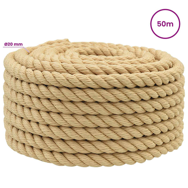 Monikäyttöinen köysi 20 mm 50 m Luonnollinen PP