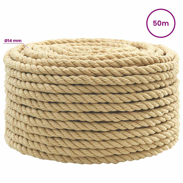 Monikäyttöinen köysi 14 mm 50 m Luonnollinen PP