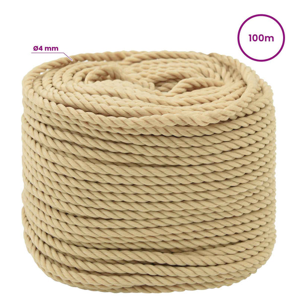 Monikäyttöinen köysi 4 mm 100 m Luonnollinen PP