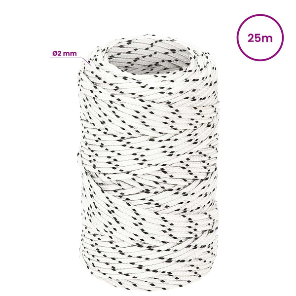 Monikäyttöinen yleisköysi 2 mm 25 m valkoinen Polyesteri