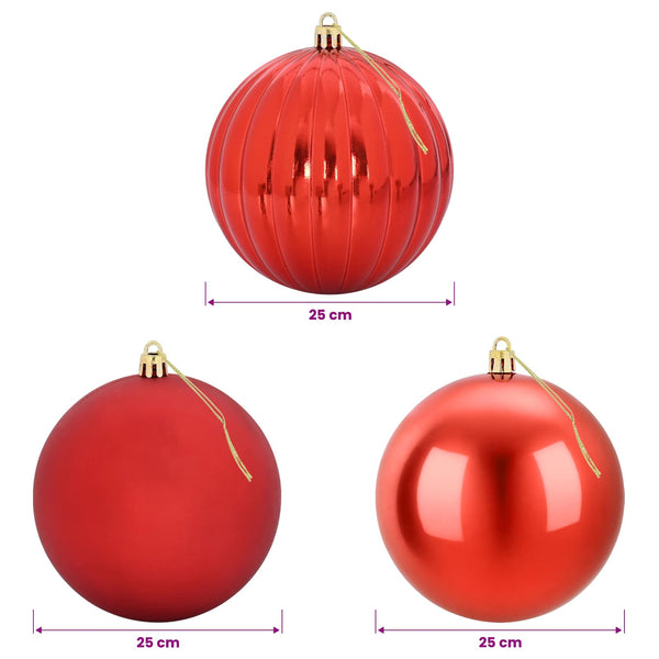 Joulupallosetti XXL 3 kpl Punainen Halk. 25 cm Muovi