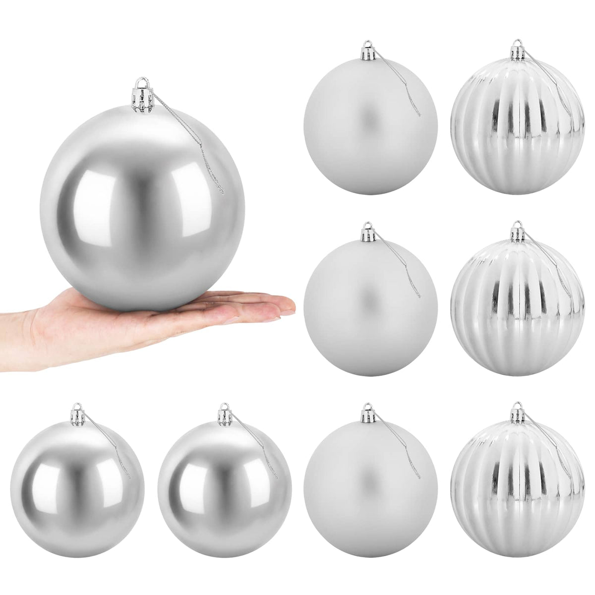Joulupallon setti XL 9 kpl Hopea Halk. 15 cm Muovi