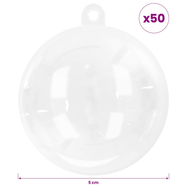 Joulupallosetti 50 kpl Läpinäkyvä Halk. 5 cm Muovi