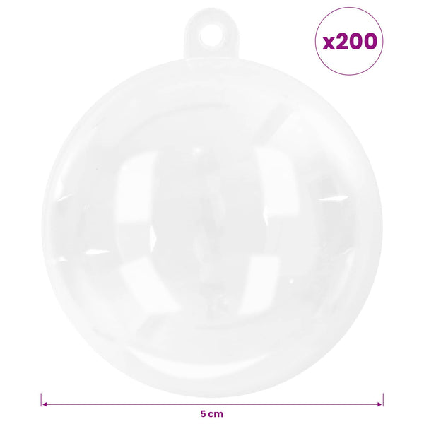 Joulupallosetti 200 kpl Läpinäkyvä Halk. 5 cm Muovi