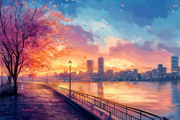 City Lights at Sunset 40x60cm - Timanttimaalaus