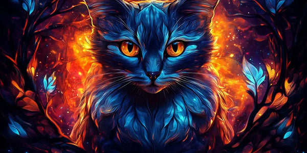 Cosmic Catfire 30x60cm - Timanttimaalaus