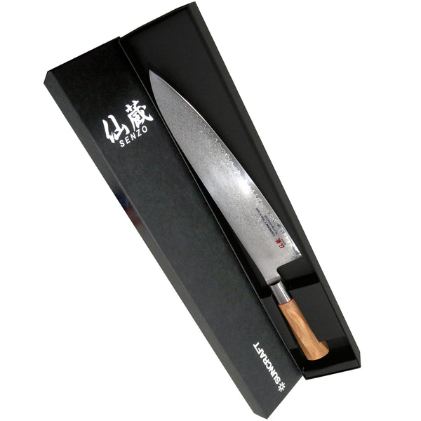 Suncraft Senzo Damascus Twisted Octagon Kokkiveitsi, 24 cm