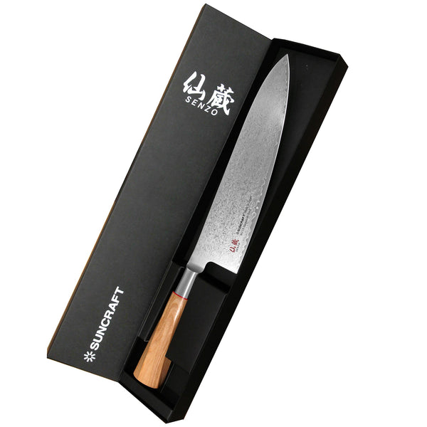 Suncraft Senzo Damascus Twisted Octagon Kokkiveitsi, 20 cm