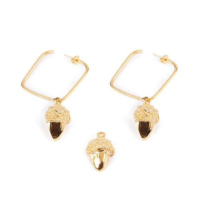 Square Acorn Earrings #Shiny Gold 1 U