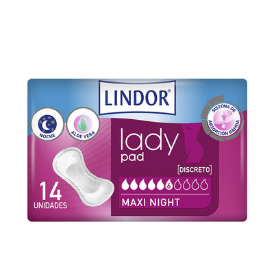 Lady pad maxi yö 6 pisaraa 14 kpl - LINDOR