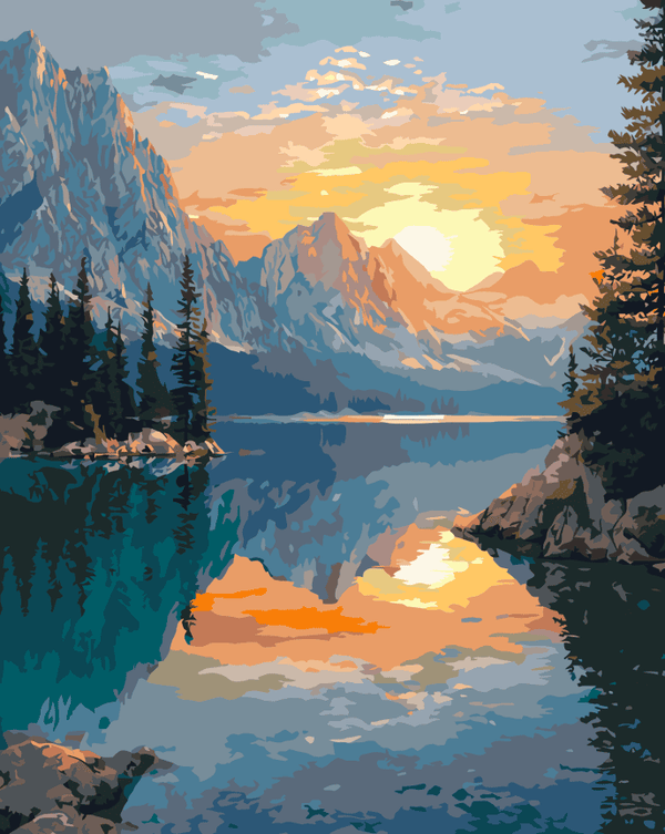 Lake Sunrise Reflections – Paint By Numbers