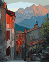 Mountain Village Sunset – Paint By Numbers
