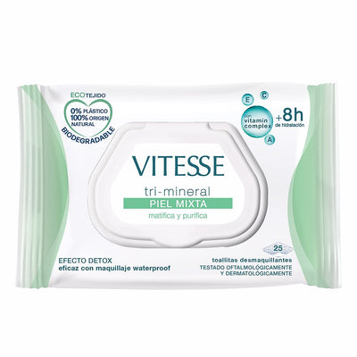 Tri-mineral piel mixta puhdistuspyyhkeet 25 kpl - VITESSE