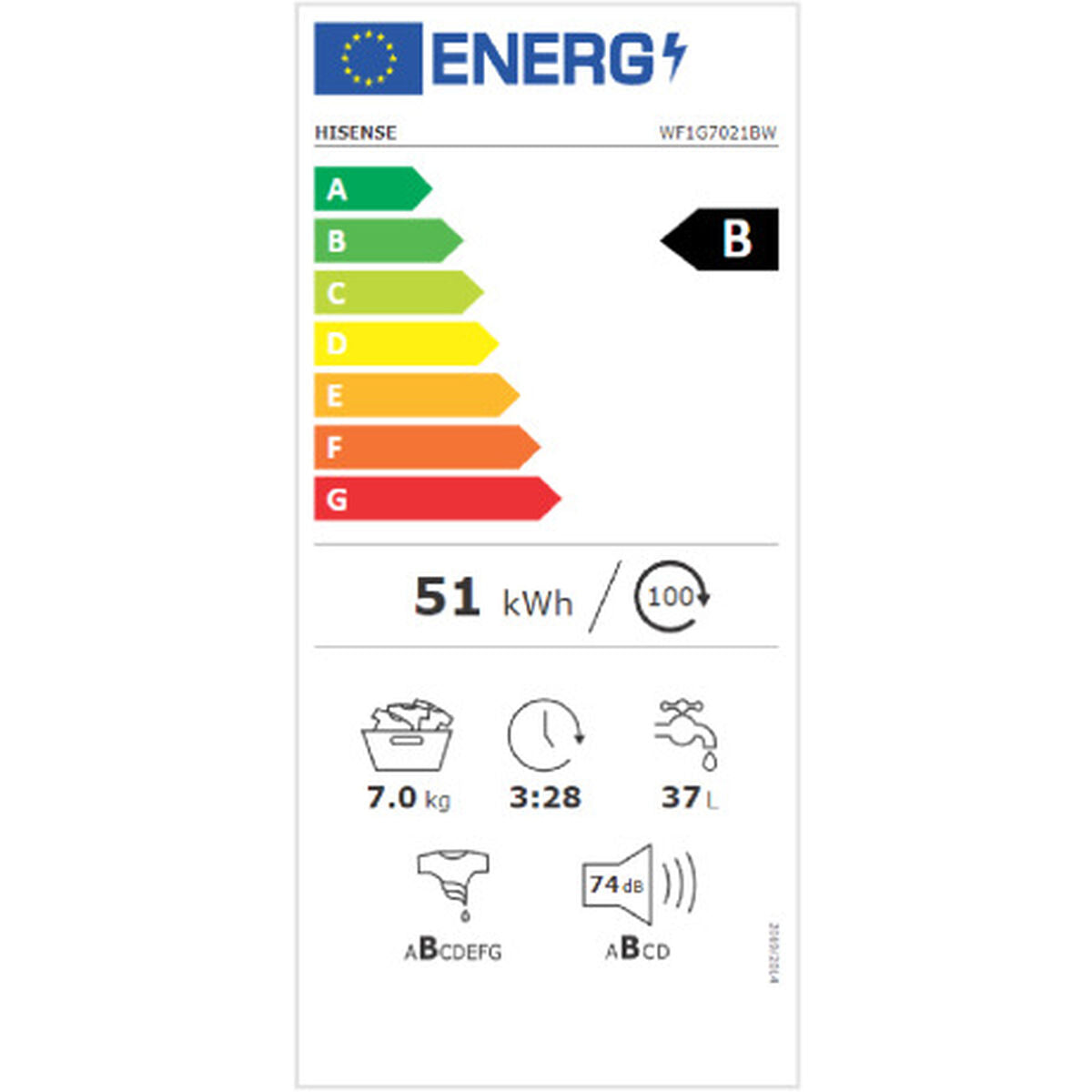 Hisense pesukone 60 cm 1200 rpm 7 kg
