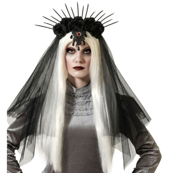 Halloween-otsapanta mustilla ruusuilla