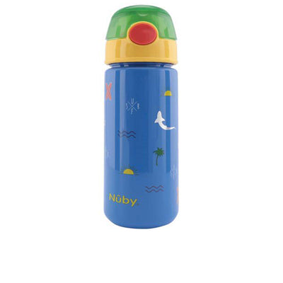 Muki, jossa nappi ja pehmeä pilli #surf blue 540 ml 1 kpl - NÛBY