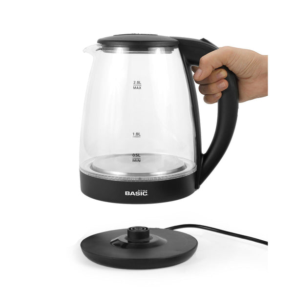 Basic Home Vedenkeitin Musta Lasi 1500 W 2 L - Vuodevaatteet.fi
