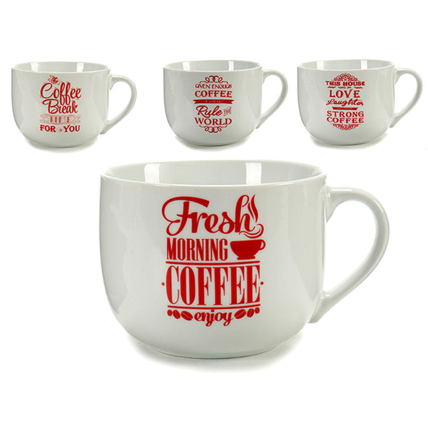 Posliinimuki Coffee 500 ml Punainen Valkoinen 24 kpl