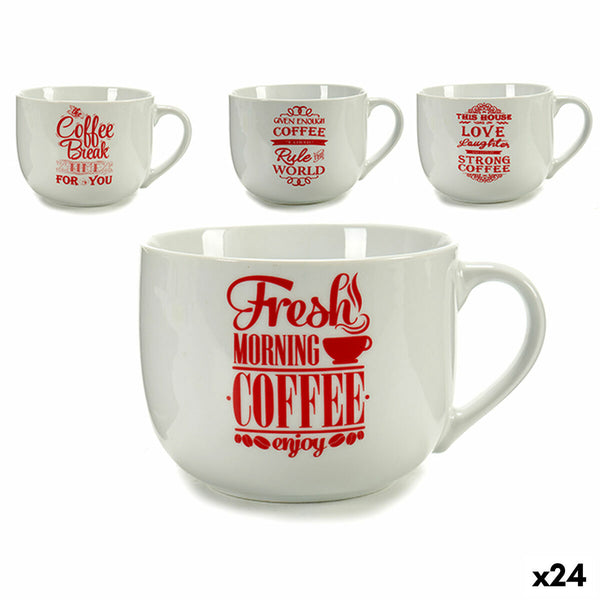 Posliinimuki Coffee 500 ml Punainen Valkoinen 24 kpl