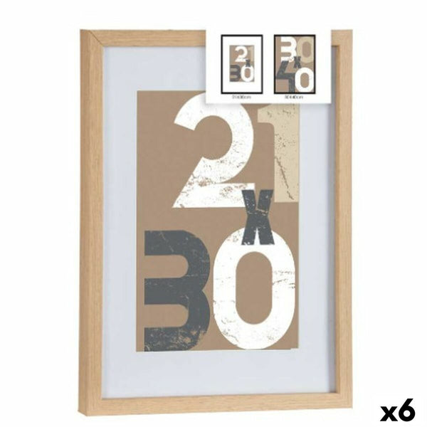 Luonnollinen Kuvakehys Lasi Puu MDF 30 x 40 cm (6 kpl)