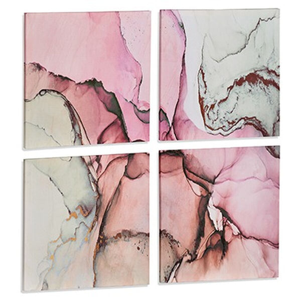 Gift Decor Vaaleanpunainen Marmori Canvas 35 x 35 cm, 4 Kpl