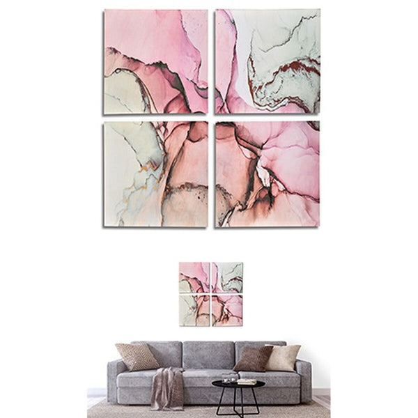 Gift Decor Vaaleanpunainen Marmori Canvas 35 x 35 cm, 4 Kpl