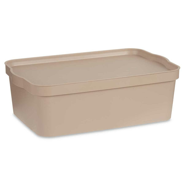 Säilytyslaatikko Kannella Kipit Beige 14 L (12 kpl)