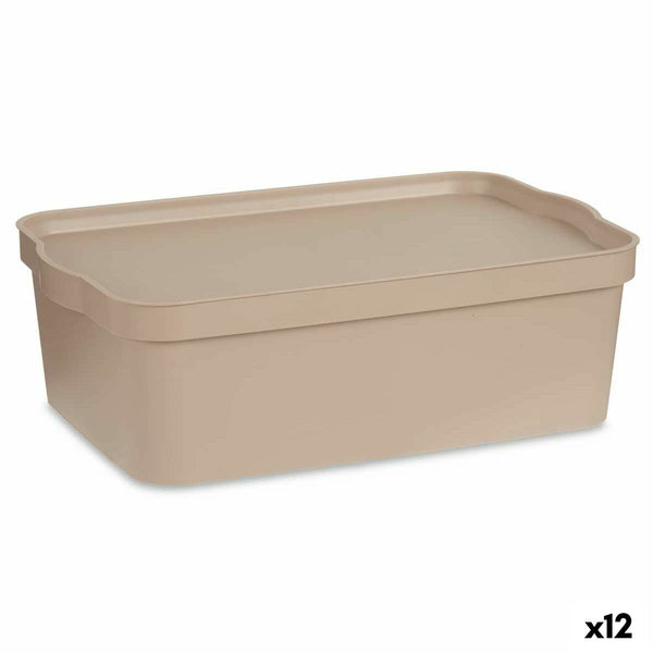 Säilytyslaatikko Kannella Kipit Beige 14 L (12 kpl)