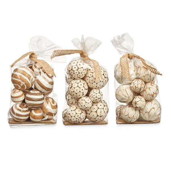Koristepallosetti Valkoinen ja Ruskea - Gift Decor