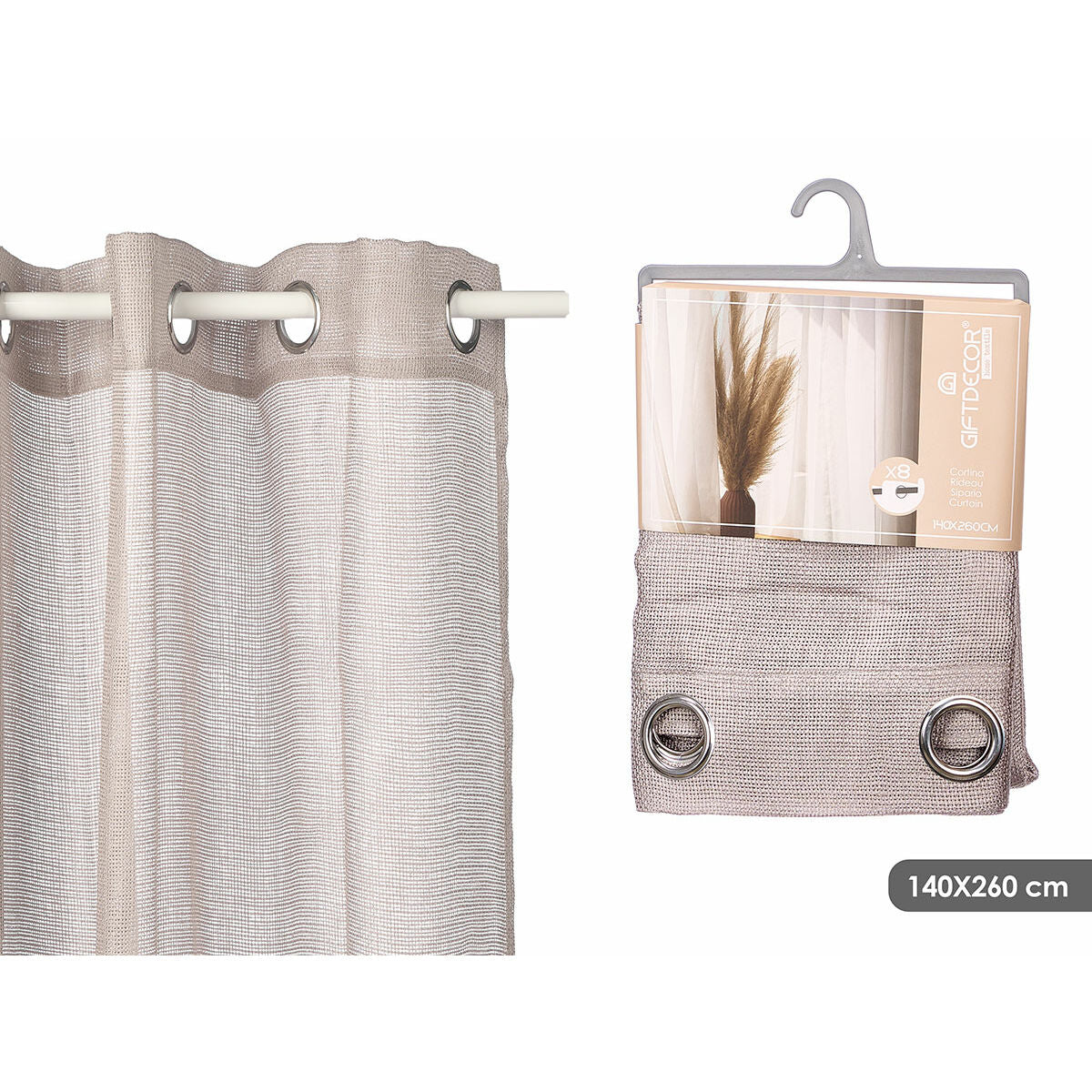 Gift Decor Harmaa Verho 140 x 260 cm (6 osaa)