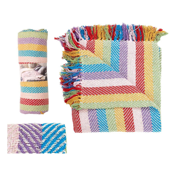 Monivärinen Gift Decor Puuvillapeitto 180 x 220 cm