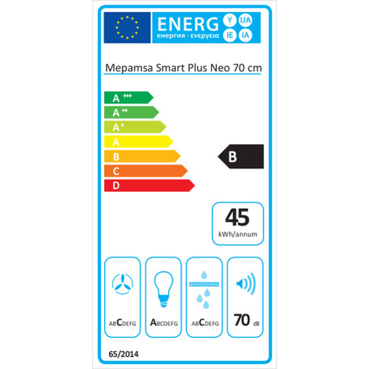 Mepamsa SMART 70X Liesituuletin, 70 cm, 300 m3/h