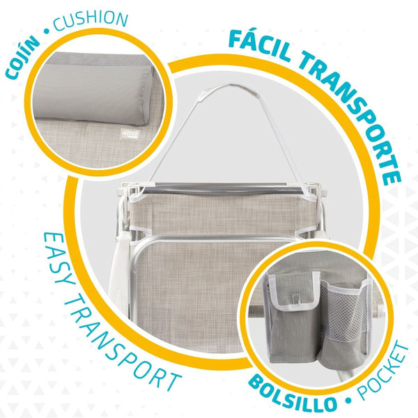 Kokoontaitettava Rantatuoli Niskatuella, Beige, 2 kpl