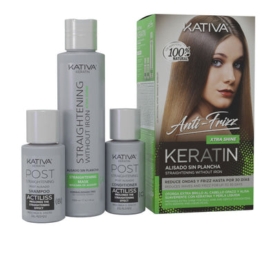 Keratin anti-frizz suoristus ilman rautaa, ekstra kiiltoa, 30 päivää, 3 yksikköä - KATIVA