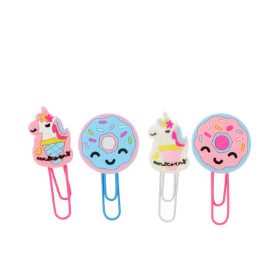 Unicorn and donuts -klipsit 6 x 2.5 cm 4 kpl - INCA