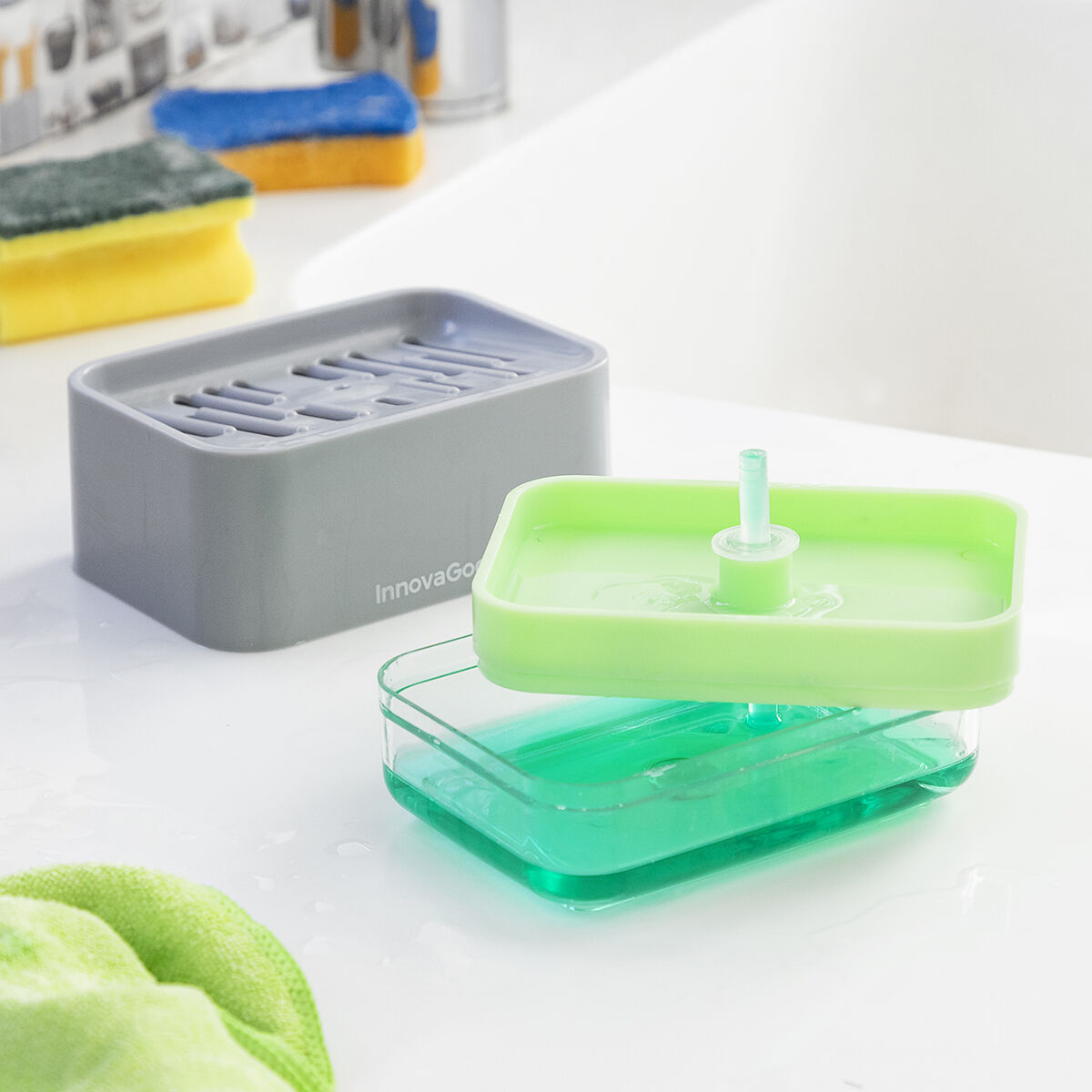 InnovaGoods 2-in-1 Pesuaineannostelija Keittiöön