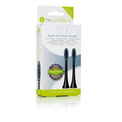 Sonic toothbrush heads regular black setti 2 kpl - BECONFIDENT