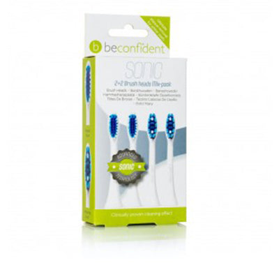 Sonic toothbrush heads regular/whitening valkoinen setti 4 kpl - BECONFIDENT