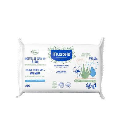 Bio baby puuvilla vesipyyhkeet 60 kpl - MUSTELA