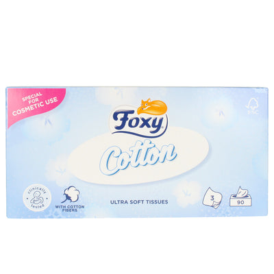 Facial cotton kasvopyyhkeet ultra pehmeät 90 kpl - FOXY
