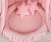 My Sweet Baby - Lastenhuoneen ripustettava puuvillakatos + röyhelöreunainen vauvanpesä + tyynyt - pastellinvaaleanpunainen