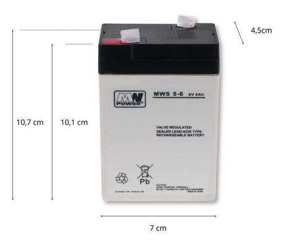 AGM-akku 6V 5Ah Faston 187 kompakti 70x47x107mm