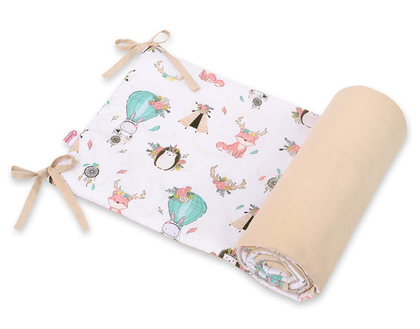 Bobono - Kaksipuolinen pinnasängyn reunapehmuste ketut beige/beige