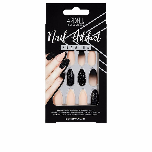 Ardell Nail addict musta niitti & vaaleanpunainen liukuvärjäys 1 kpl | Vuodevaatteet.fi