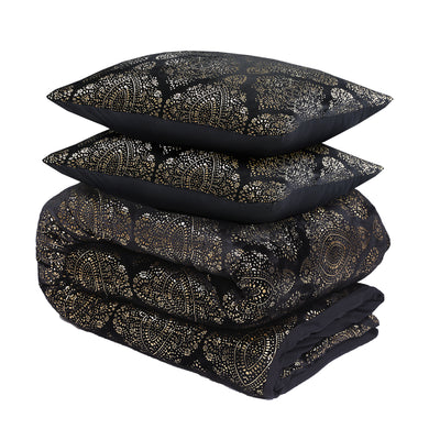 Pussilakanasetti Glamour Flanel Art Foil Musta