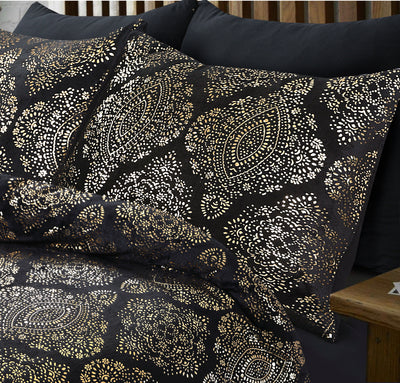 Pussilakanasetti Glamour Flanel Art Foil Musta