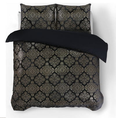 Pussilakanasetti Glamour Flanel Art Foil Musta