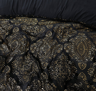 Pussilakanasetti Glamour Flanel Art Foil Musta